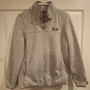 L.L. Bean Heathered Gray Quarter-Snap Fleece Sweater M